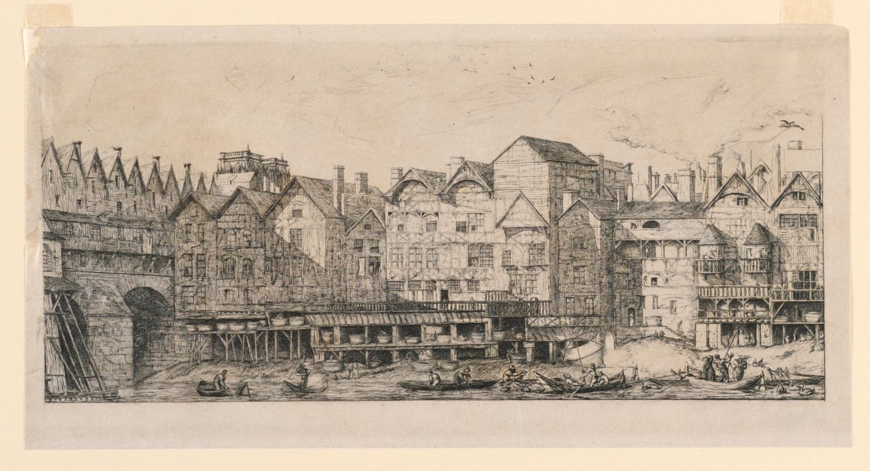 17. yüzyılın sonlarına doğru şehrin bir parçası by Charles Meryon