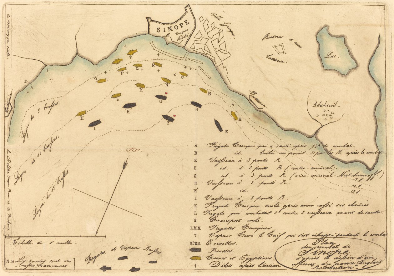 Plan du Combat de Sinope (Sinope Muharebesi Planı) by Charles Meryon