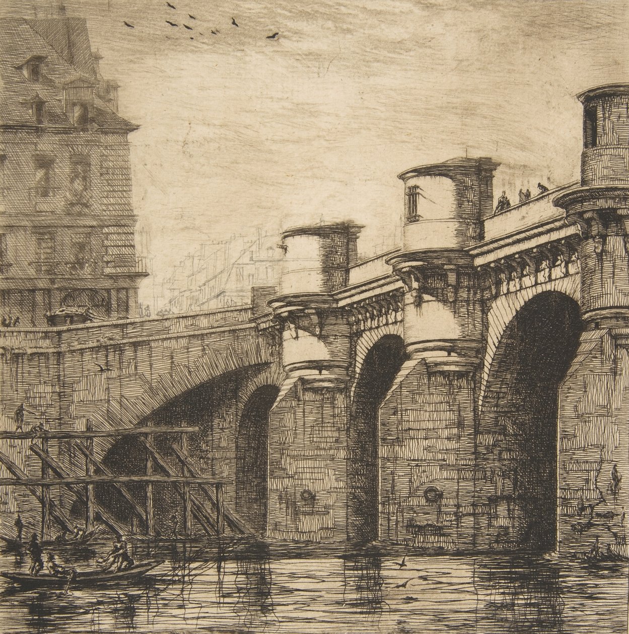 Pont Neuf, Paris, 1853. by Charles Meryon