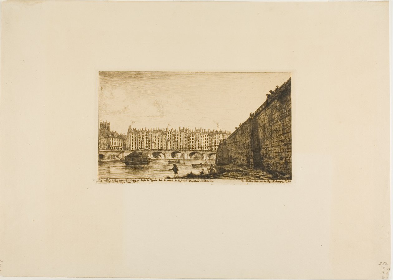 Pont-au-Change, Paris, yaklaşık 1784 by Charles Meryon