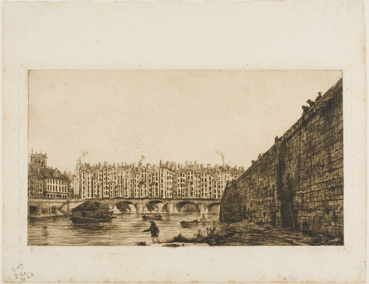 Pont-au-Change, Paris, yaklaşık 1784 by Charles Meryon