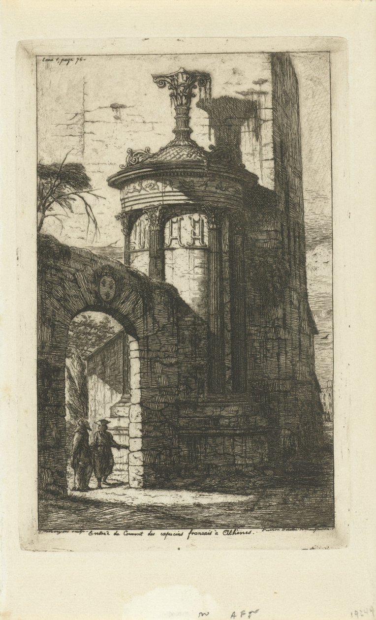 Atina'daki Fransız Capuchins manastırının girişindeki kapı Entrée du convent des Capucins Francais a Athenes (nesnedeki başlık) by Charles Meryon