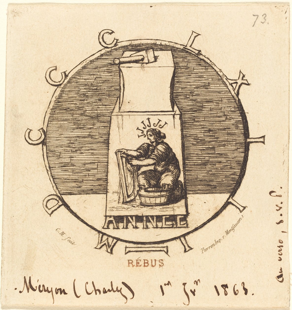 Rebus: "Kadim Kan davası burada yatıyor" (Rebus: "İşte Kadim Kan davası burada") by Charles Meryon