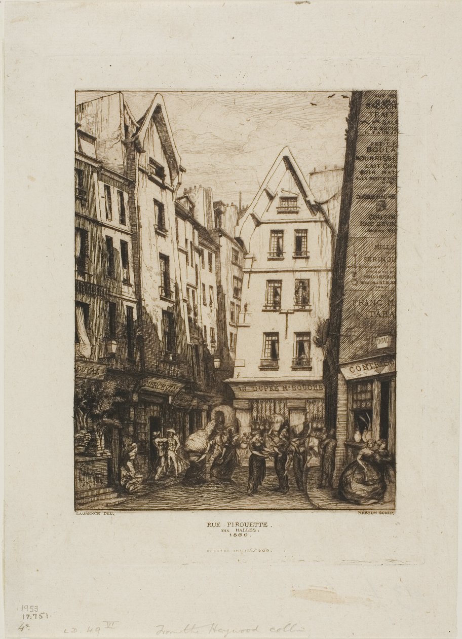 Rue Pirouette, Les Halles, Paris by Charles Meryon
