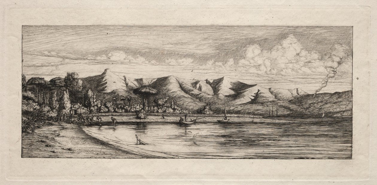 Kömür Yakıcı Noktasında Seine Balıkçılığı, Akaroa, 1865. by Charles Meryon