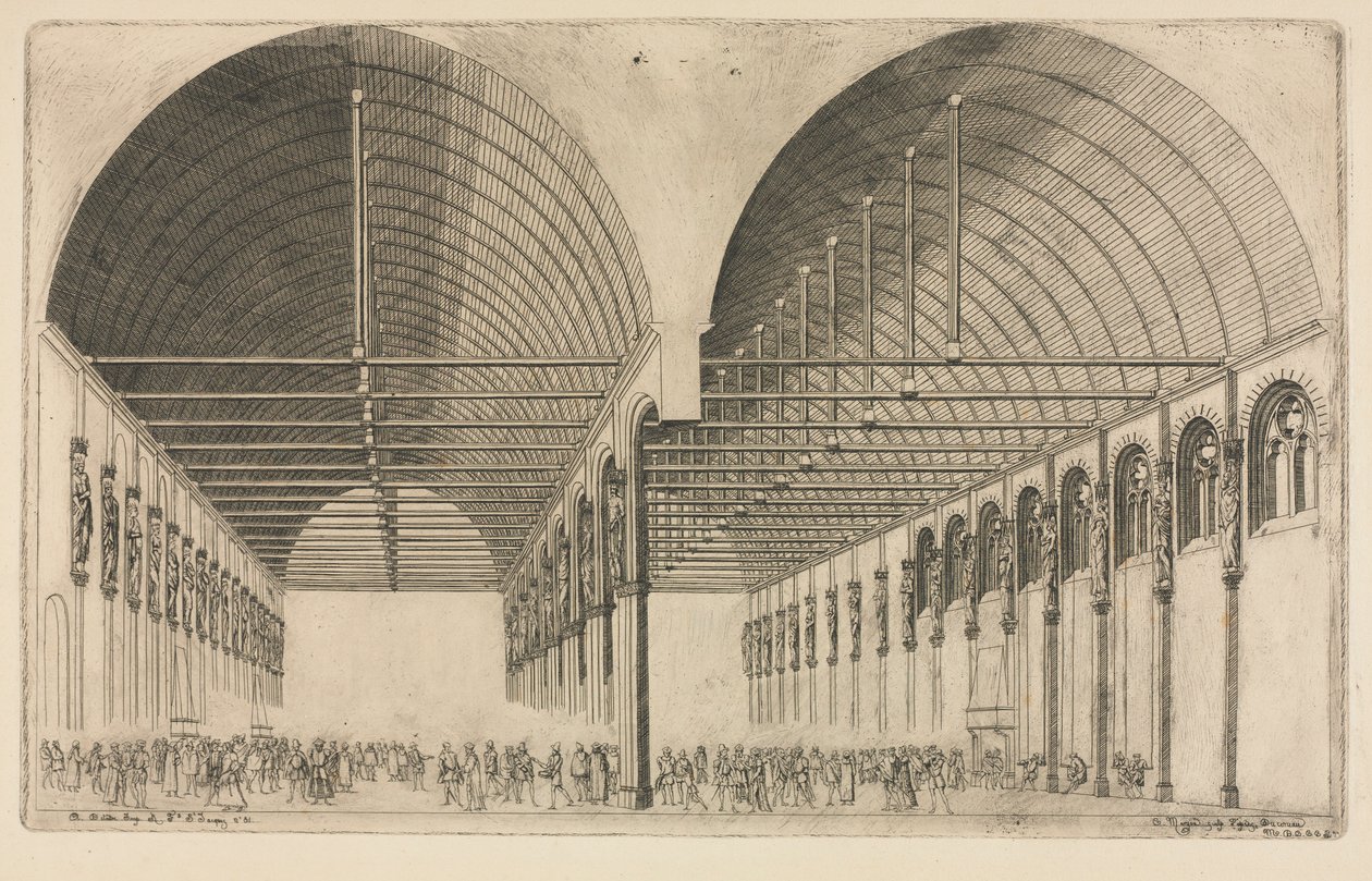 Adalet Sarayı Giriş Odası, Paris, 1855. by Charles Meryon
