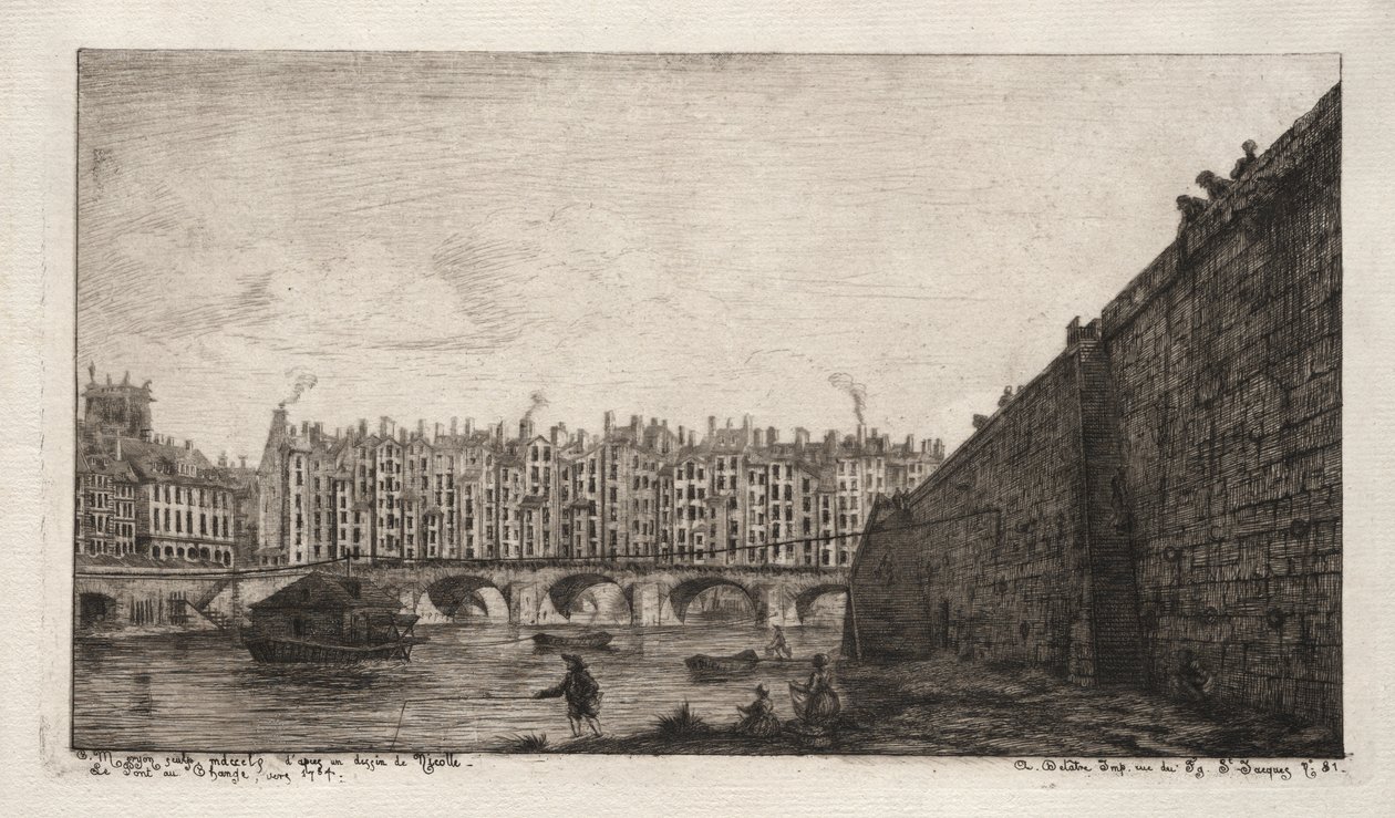 Exchange Köprüsü, Paris, yaklaşık 1784 by Charles Meryon