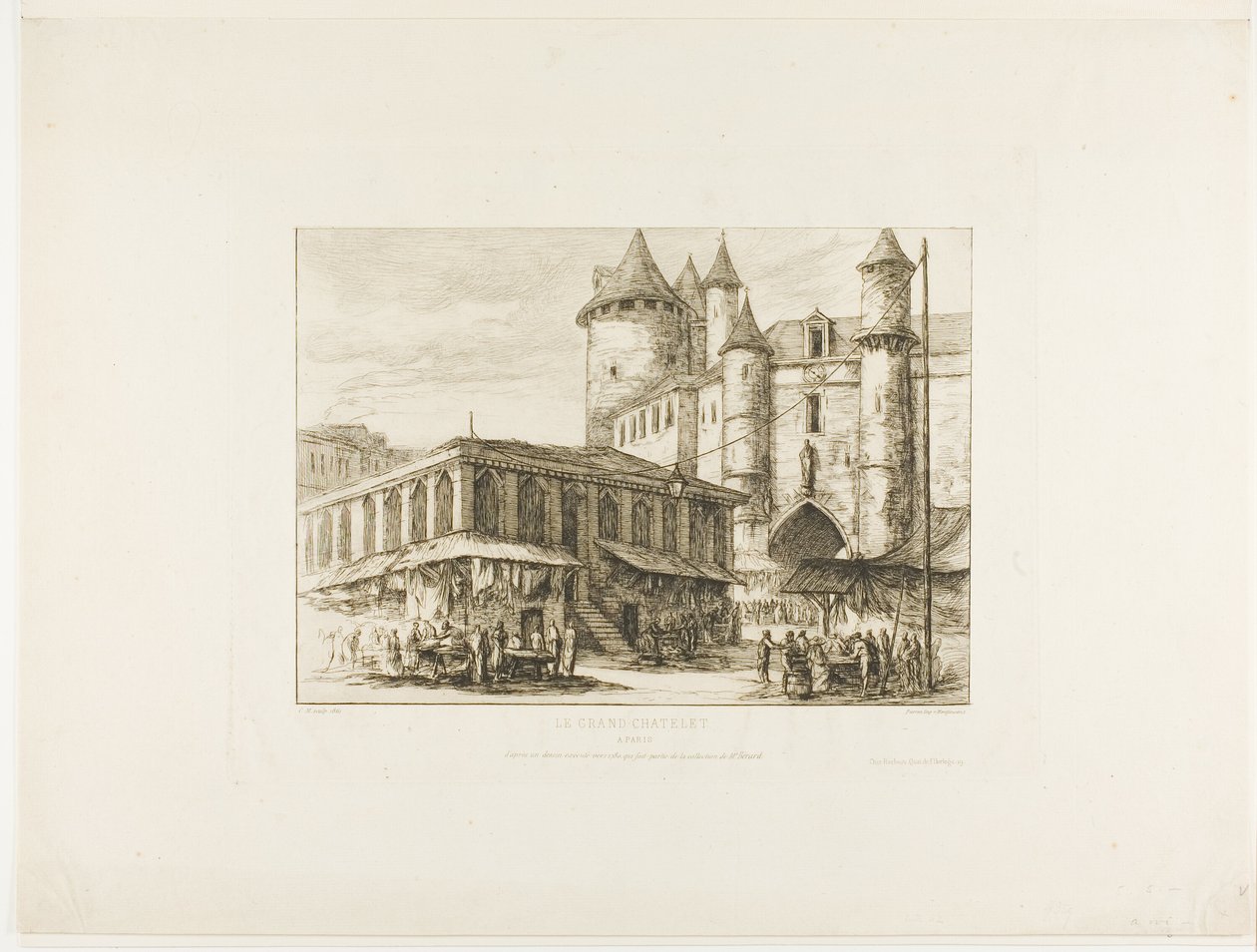 Grand Châtelet, Paris, c. 1780, daha önceki bir çizimden sonra by Charles Meryon