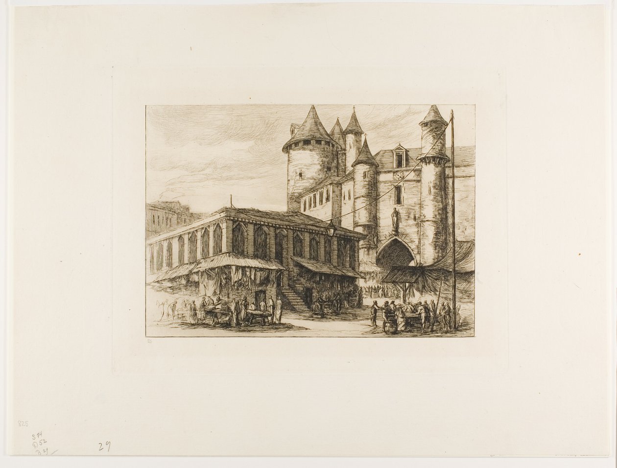 Grand Châtelet, Paris, c. 1780, daha önceki bir çizimden sonra by Charles Meryon