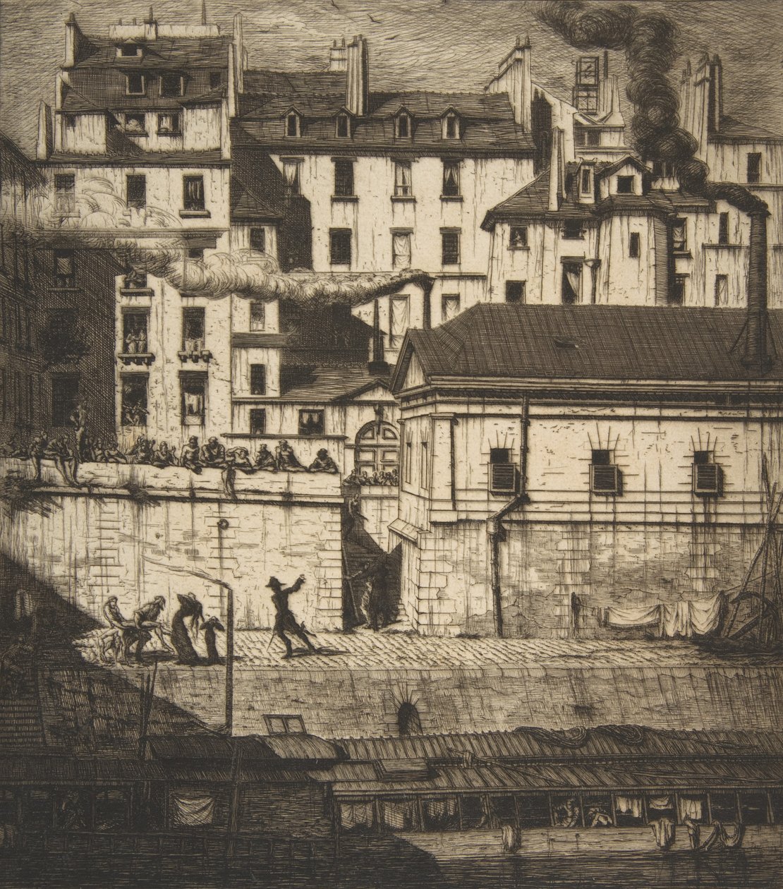 Morg, Paris La Morgue, 1854. by Charles Meryon