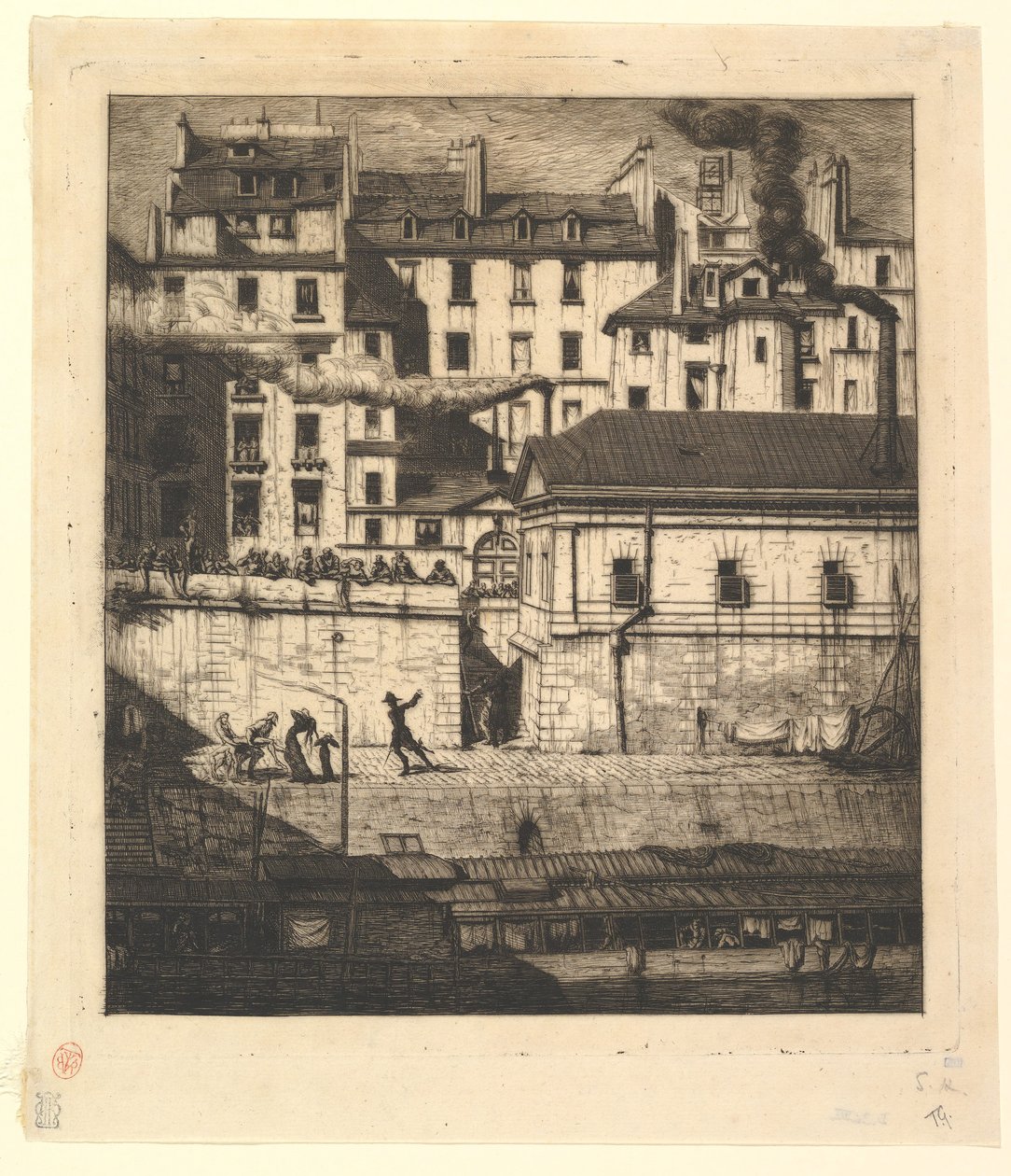 Morg, Paris La Morgue, 1854. by Charles Meryon