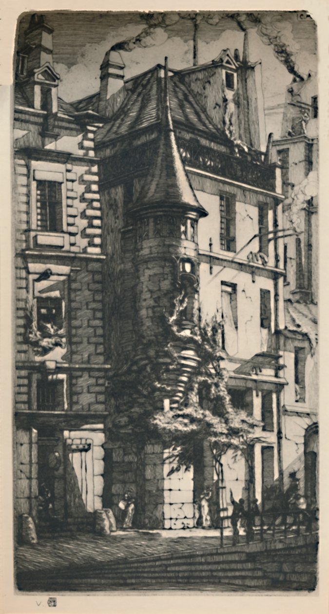 2. Eyalet Tixéranderie Sokak Kulesi, 9 34 x 5.316 İnç, 1852, 1927 by Charles Meryon