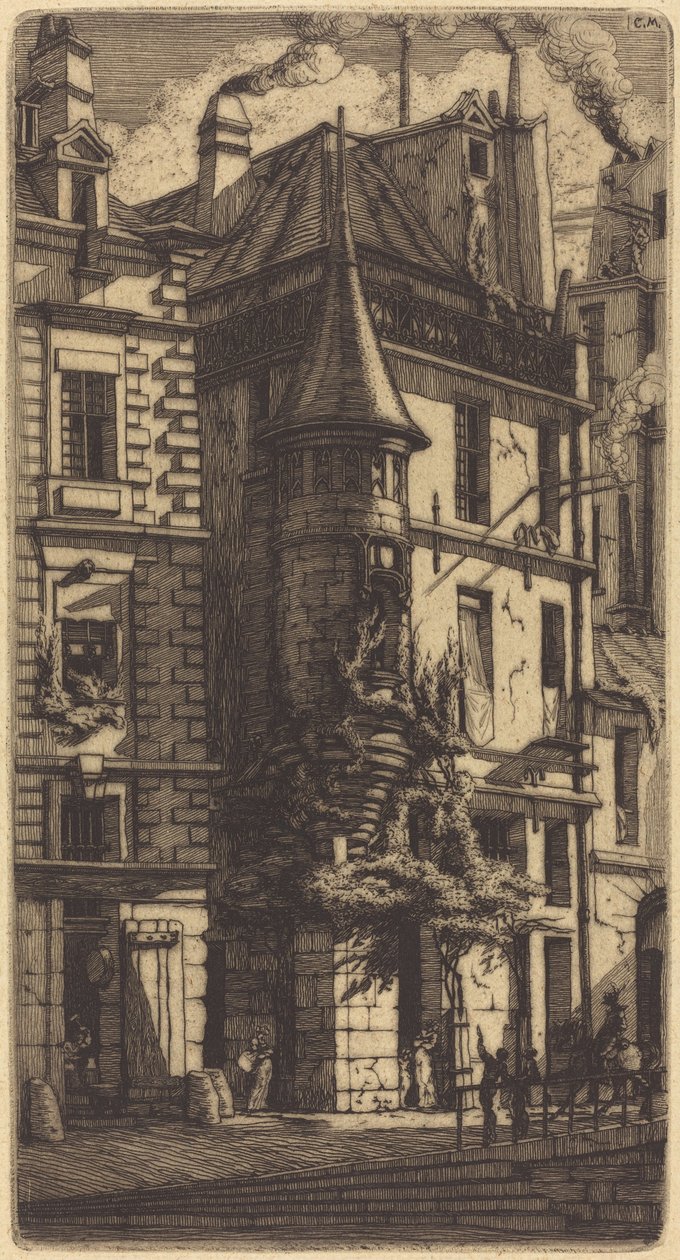 Taret Rue de la Tixéranderie, Paris (Taretli Ev, Dokumacılar Sokağı, Paris) by Charles Meryon