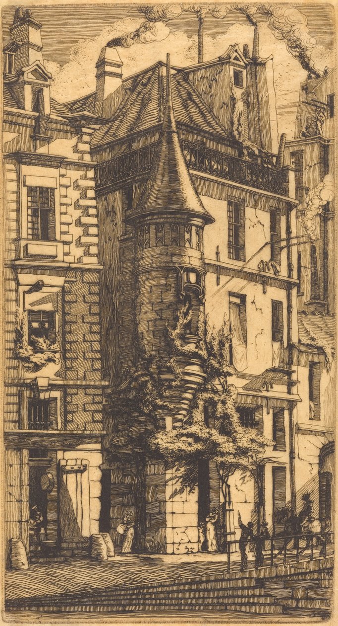 Taret Rue de la Tixéranderie, Paris (Taretli Ev, Dokumacılar Sokağı, Paris) by Charles Meryon