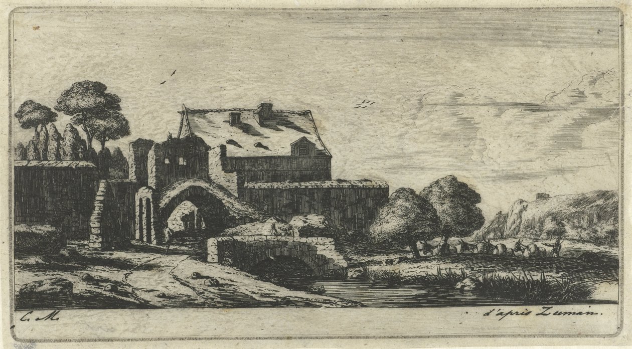Saint-Denis yakınlarındaki bir nehirde su değirmeni Bir moulin à eau près de Saint-Denis by Charles Meryon