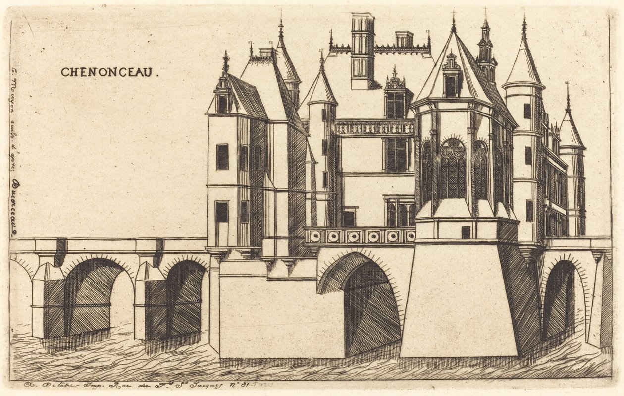 Chateau de Chenonceau, 2. plaka (Chenonceau Şatosu, 2. plaka) by Charles Meryon after Jacques Androuet Ducerceau I