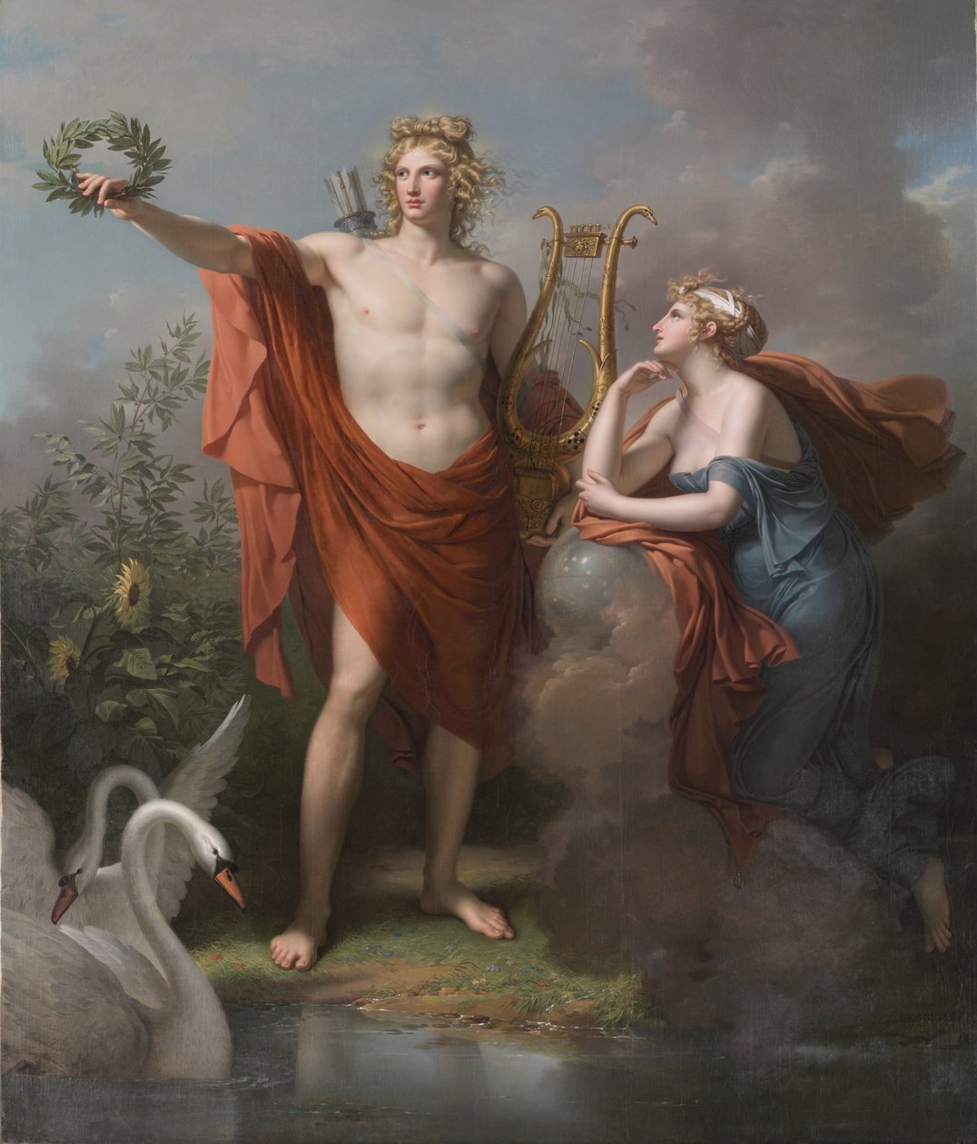 Apollo, Işık Tanrısı, Belagat, Şiir ve Urania ile Güzel Sanatlar, Astronomi Muse, 1789 by Charles Meynier