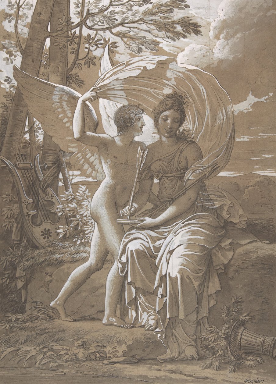 Muse Erato Aşktan Esinlenen Ayet Yazma, yak. 1797. by Charles Meynier