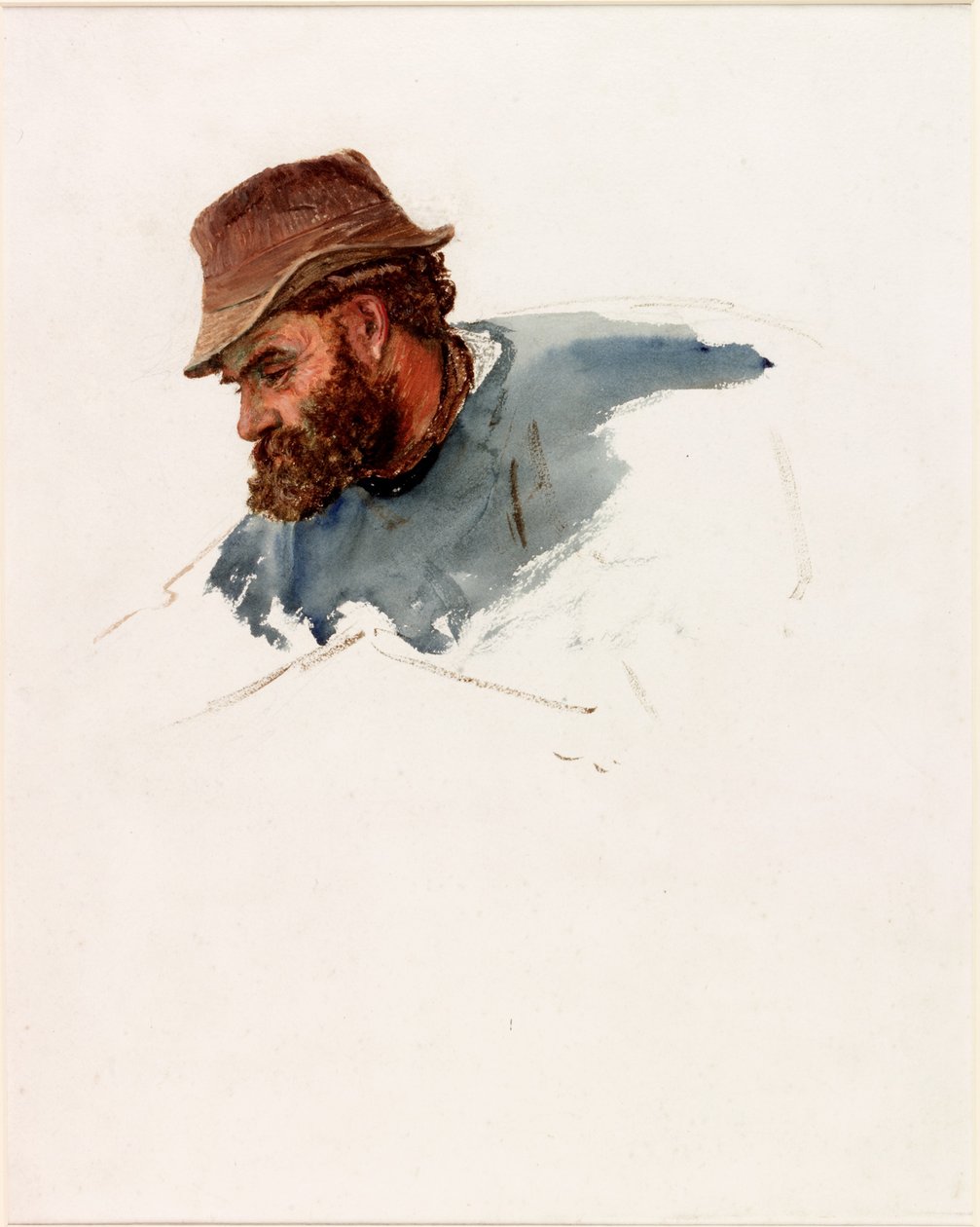 Bir Balıkçı Başkanı (gövde rengi ve kağıt üzerine sulu boya) by Charles Napier Hemy