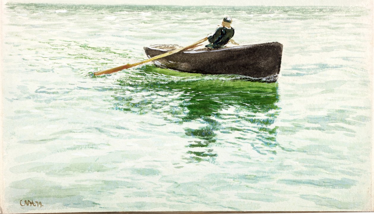 Botta Kürek Çeken Adam (kağıt üzerine gövde rengi ve sulu boya) by Charles Napier Hemy