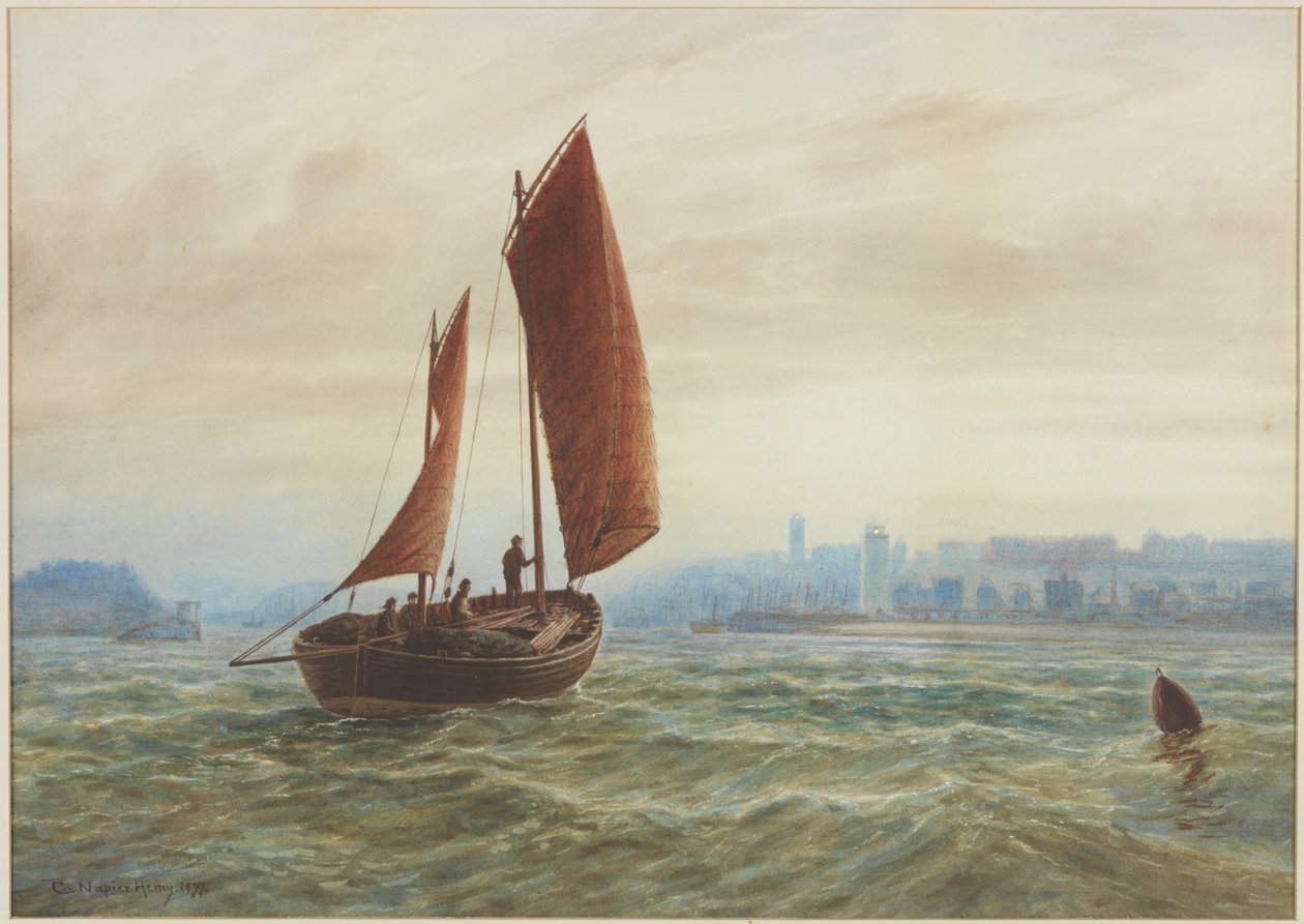 Off North Shields (kağıda kurşun kalem, suluboya ve gövde rengi) by Charles Napier Hemy