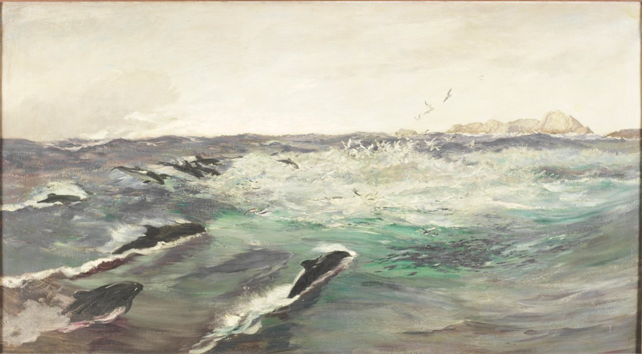 Uskumru kovalayan yunuslar by Charles Napier Hemy