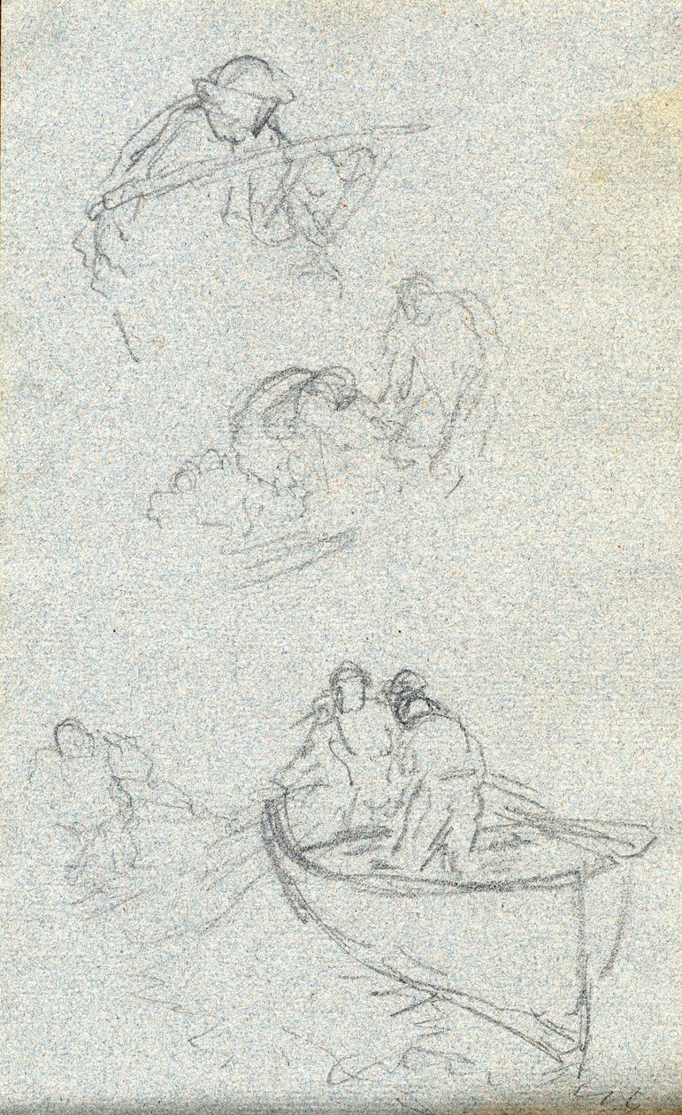 Eskiz defteri (tebeşir (beyaz) ve kağıt üzerine kurşun kalem) by Charles Napier Hemy