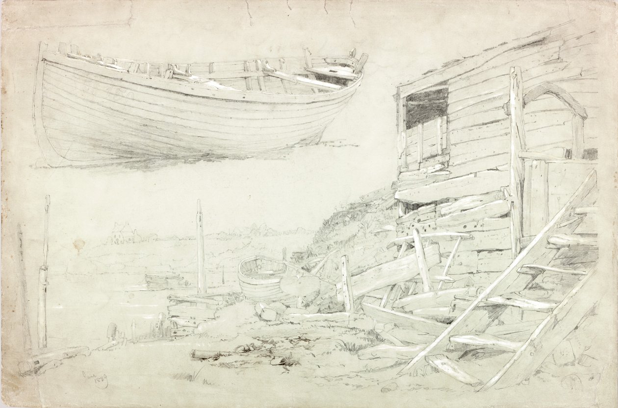 Çalışmalar (kağıt üzerinde gövde rengi ve kurşun kalem) by Charles Napier Hemy