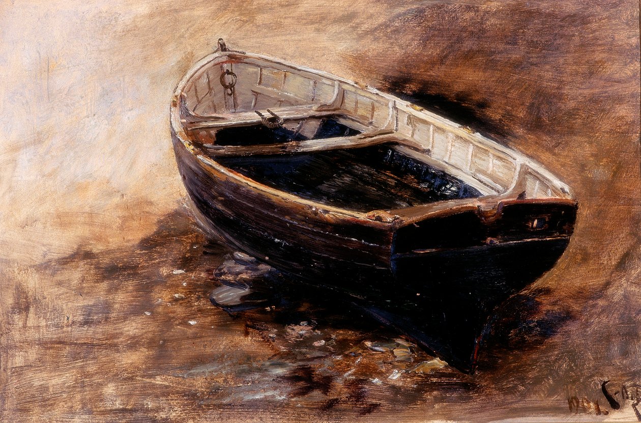 Bir Bot Çalışması, 1901 (kağıt üzerinde yağlı boya) by Charles Napier Hemy