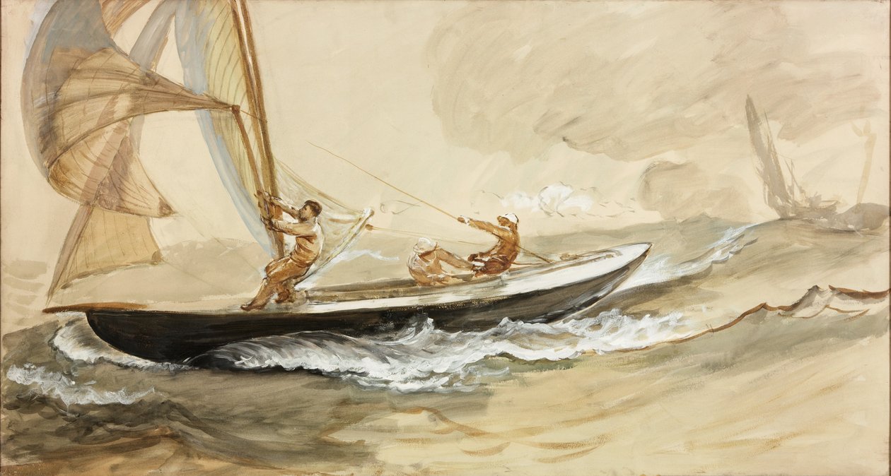 Bir Yarış Yat Çalışması (kağıt üzerinde gövde rengi ve sulu boya) by Charles Napier Hemy