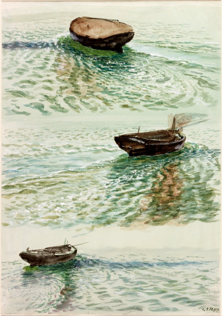 Üç Bot (kağıt üzerine gövde rengi ve sulu boya) by Charles Napier Hemy