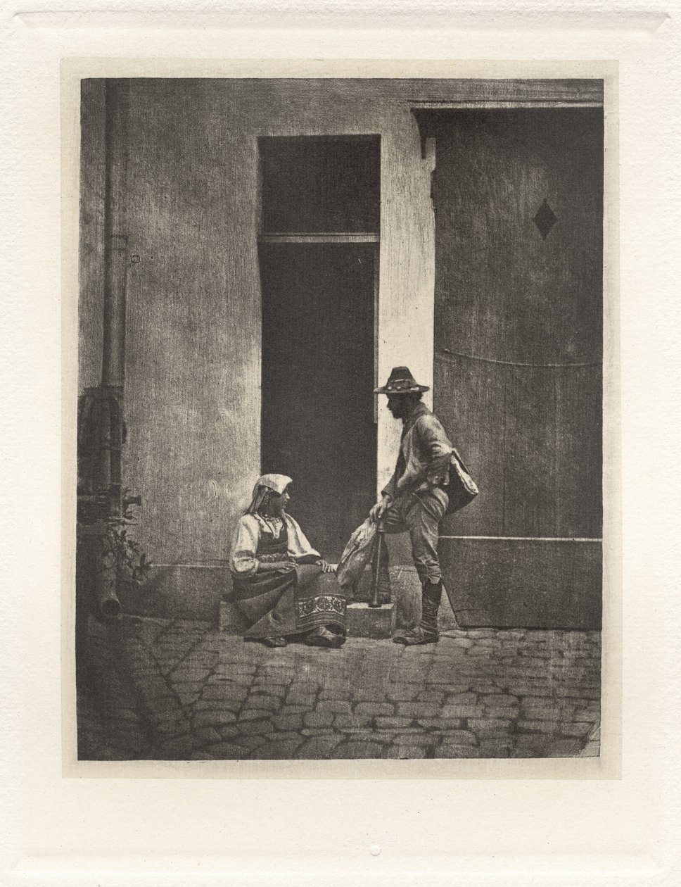 Levha IV - Pifferaro Ayakta ve İtalyan Köylü, 21 Quai Bourbon Mahkemesinde Oturuyor by Charles Nègre, André Jammes