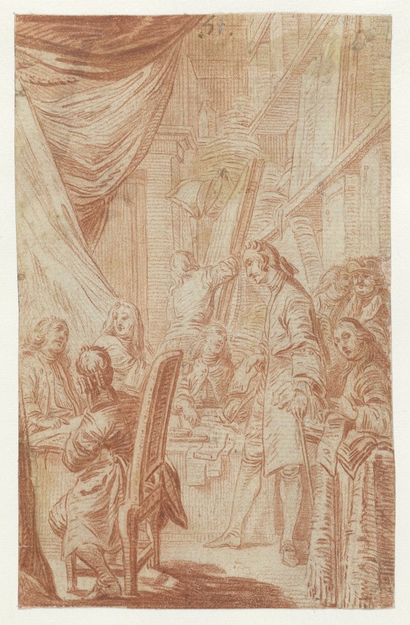 Noter veya piyango ofisinin içi by Charles Nicolas Cochin (II)