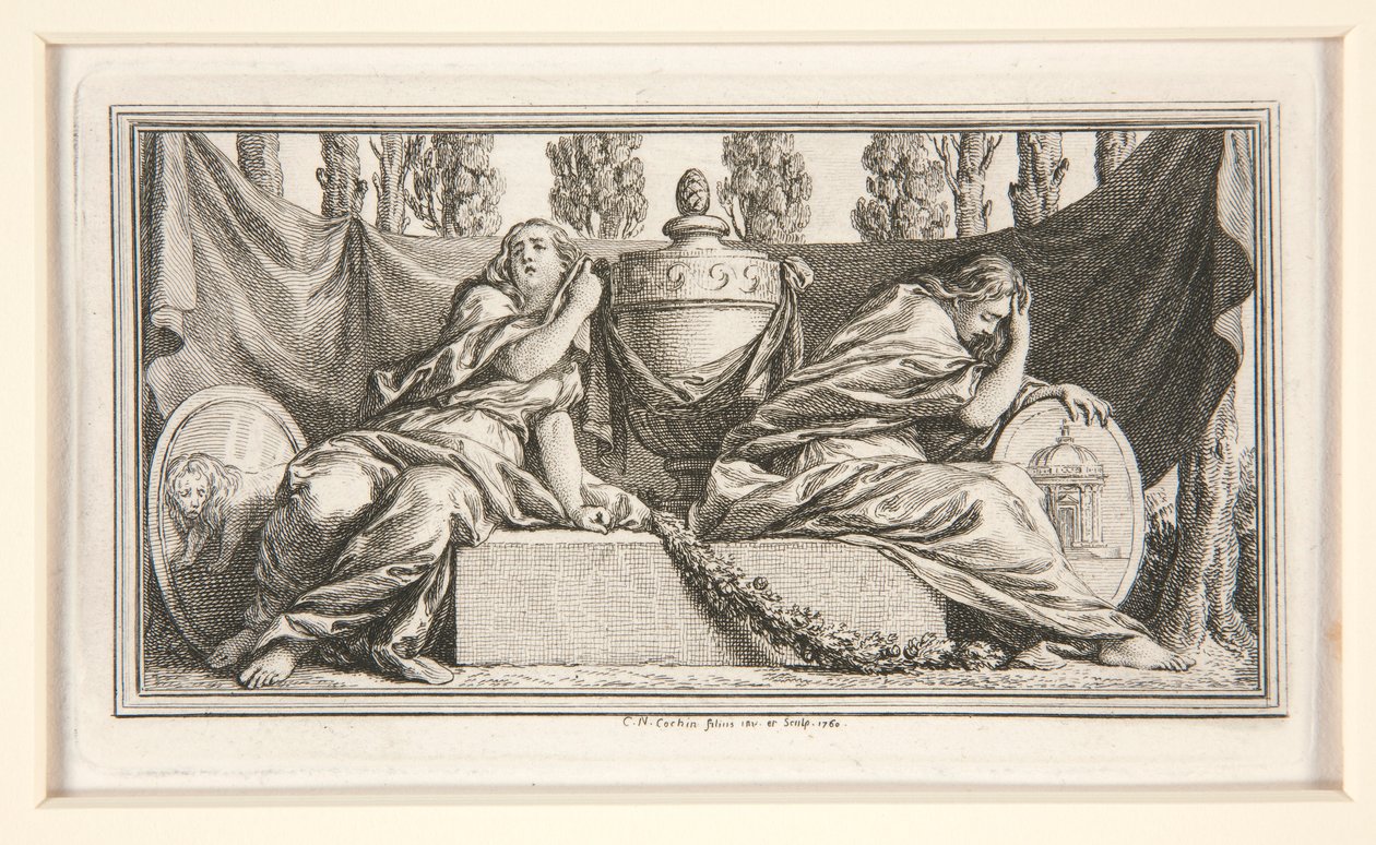 Parma Düşesi Madam de France için Cenaze Vignette by Charles Nicolas Cochin the younger