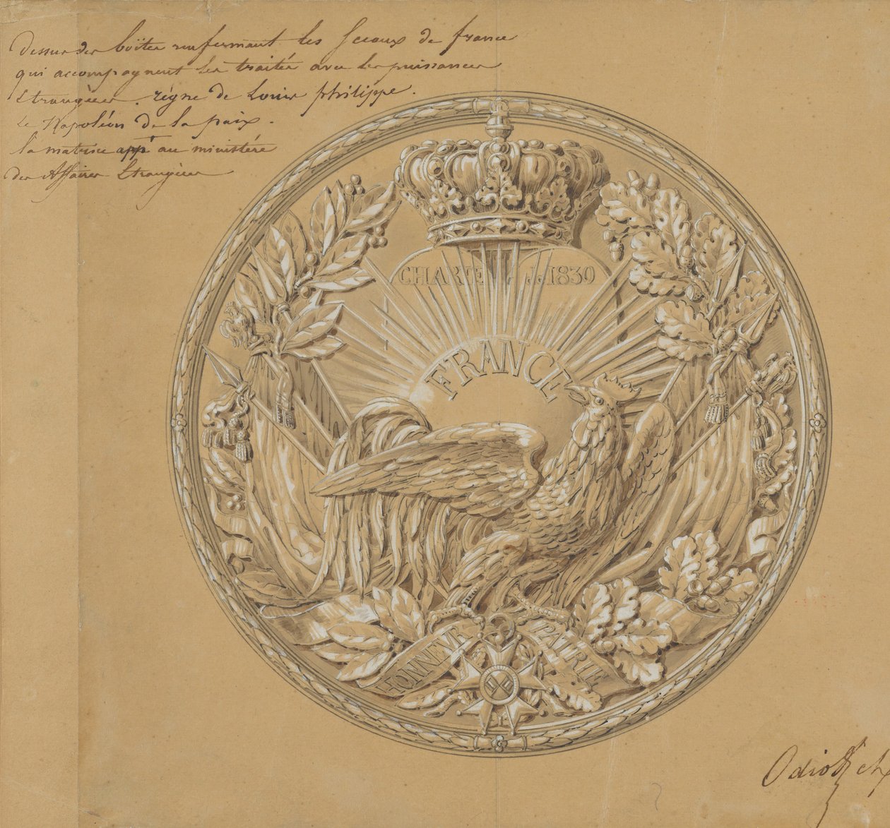 1830, 1830 Sözleşmesini Anma Madalyası Tasarımı. by Charles Nicolas Odiot