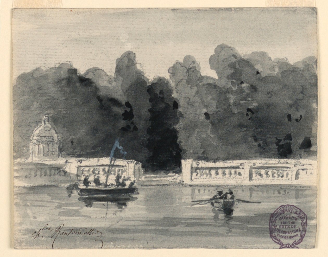 Parkta Bir Göl by Charles Nicolas Ransonnette