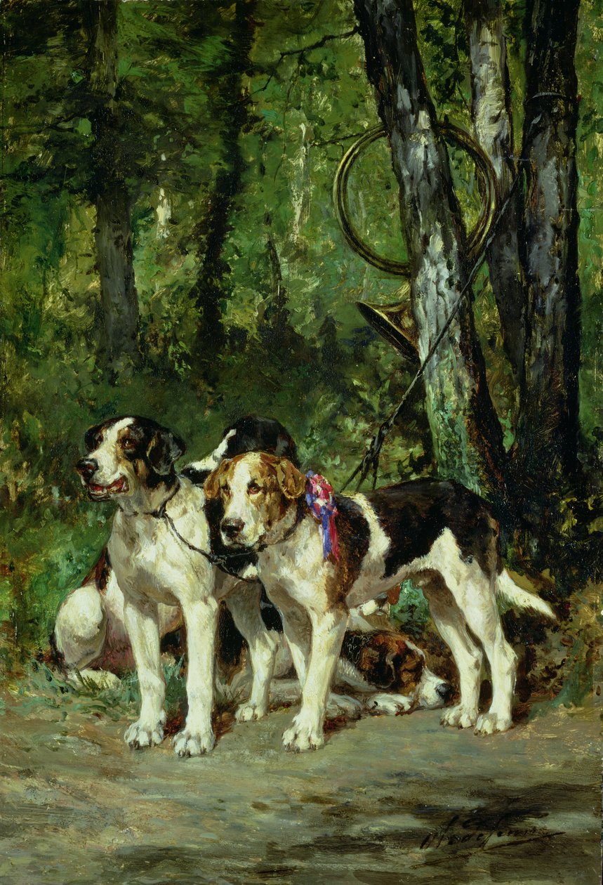 A Pack of Hounds (panel) by Charles Oliver de Penne