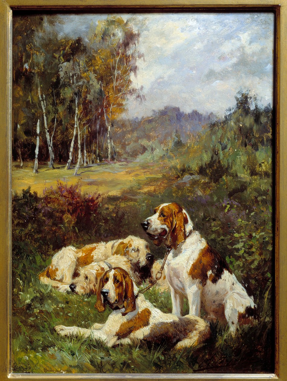 Dört av köpeği. Charles Olivier De Penne (1831-1897) tarafından yapılan tablo by Charles Oliver de Penne