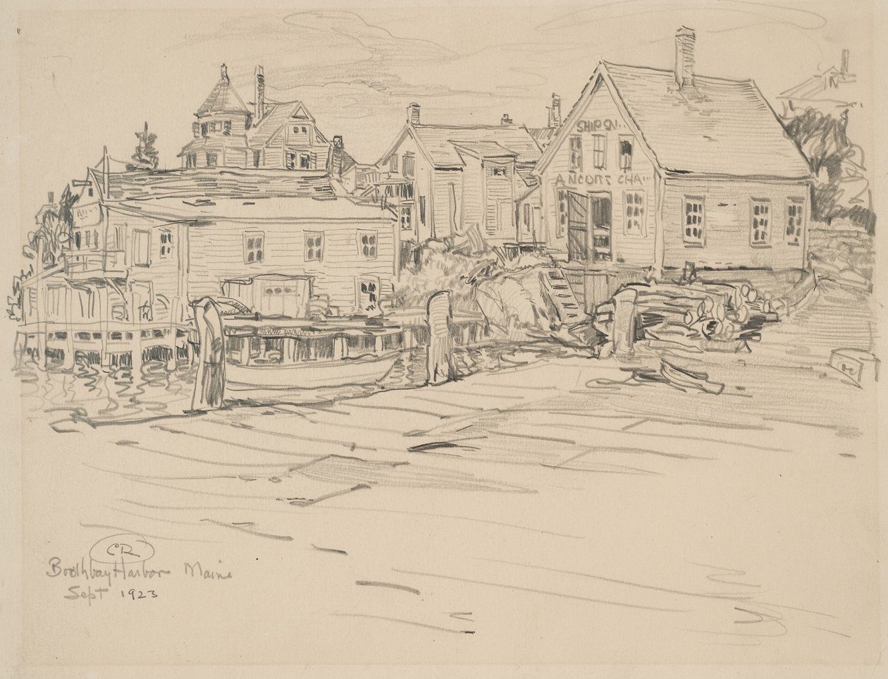 Boothbay Harbor, Maine, 1923 (kağıt üzerinde grafit) by Charles P. Reiffel