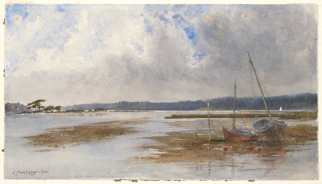 Mahsur Teknelerle Nehir Manzarası by Charles Parsons