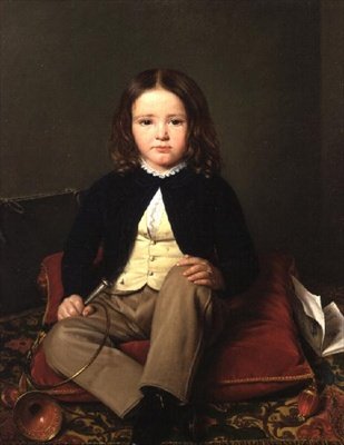 Minderde Oturmuş Boynuzlu Bir Çocuğun Portresi by Charles Paulin Francois Matet