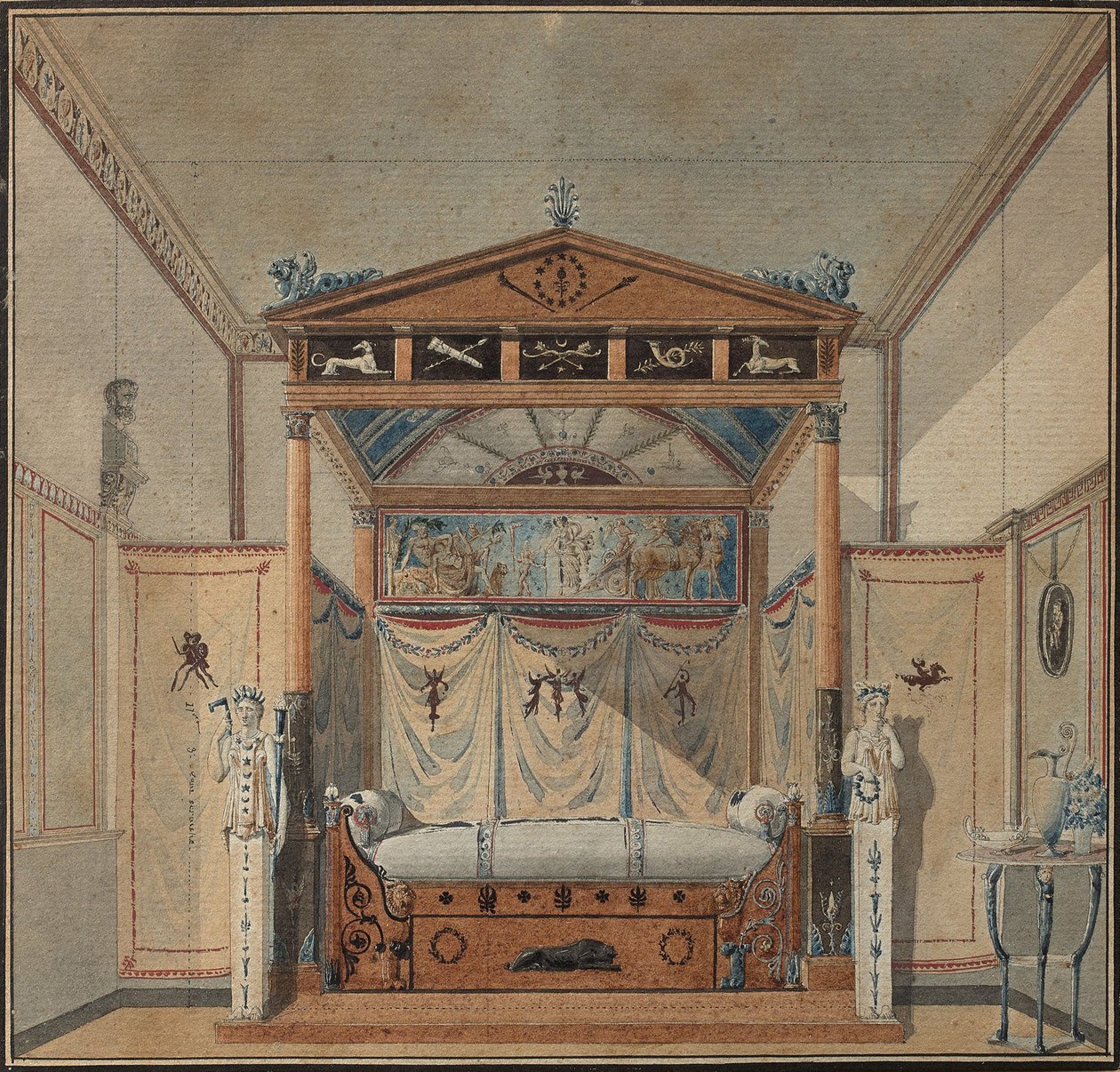 Yatağın Tasarımı, c.1800 by Charles Percier