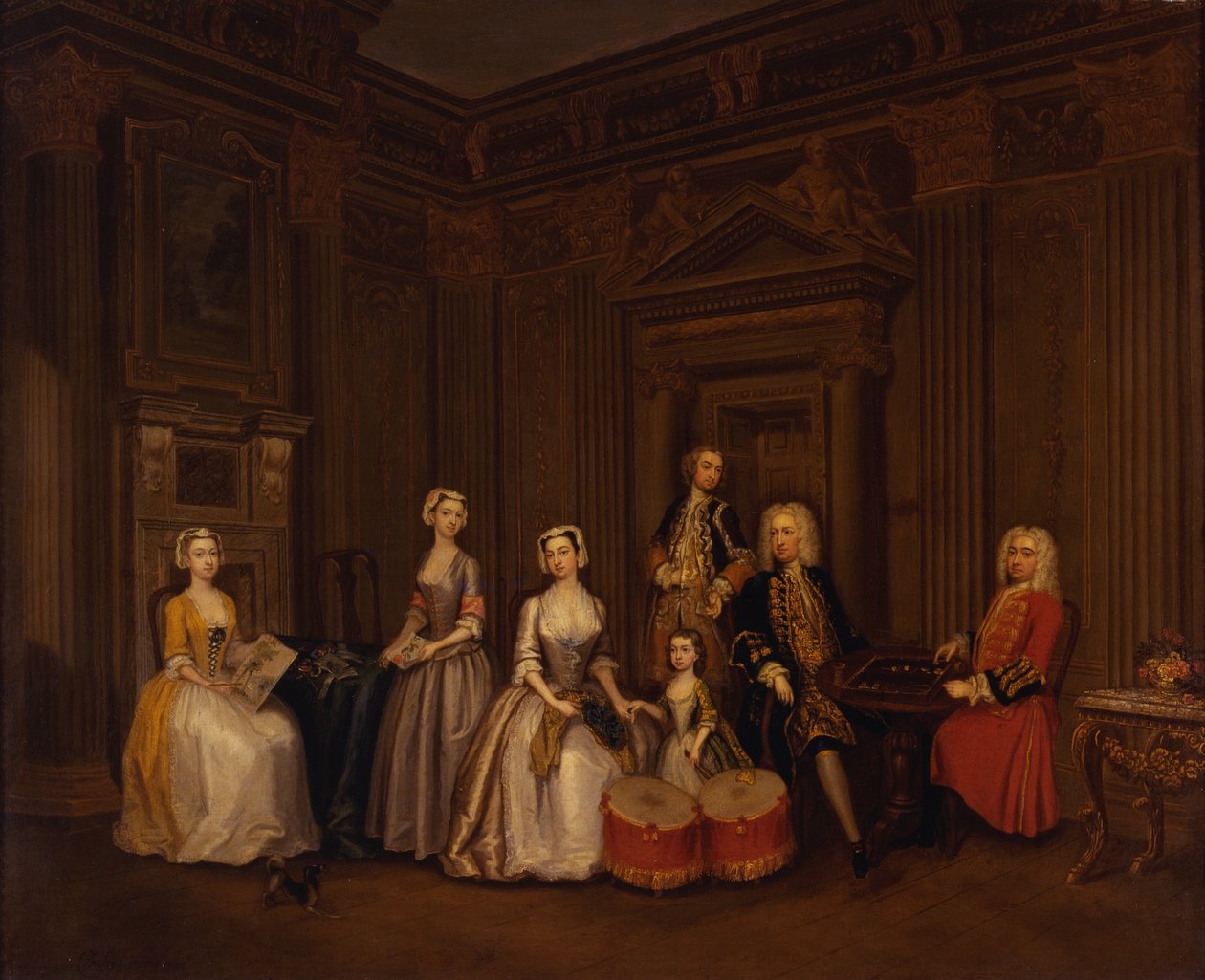 Albay Tomkins Wardour, Albay Browne, Lord Beauchamp, Frances, Leydi Hertford, Leydi Elizabeth Seymour ve Bayan Herbert ile Algernon Seymour, Lord Hertford (daha sonra 7. Somerset Dükü) portresi by Charles Philips