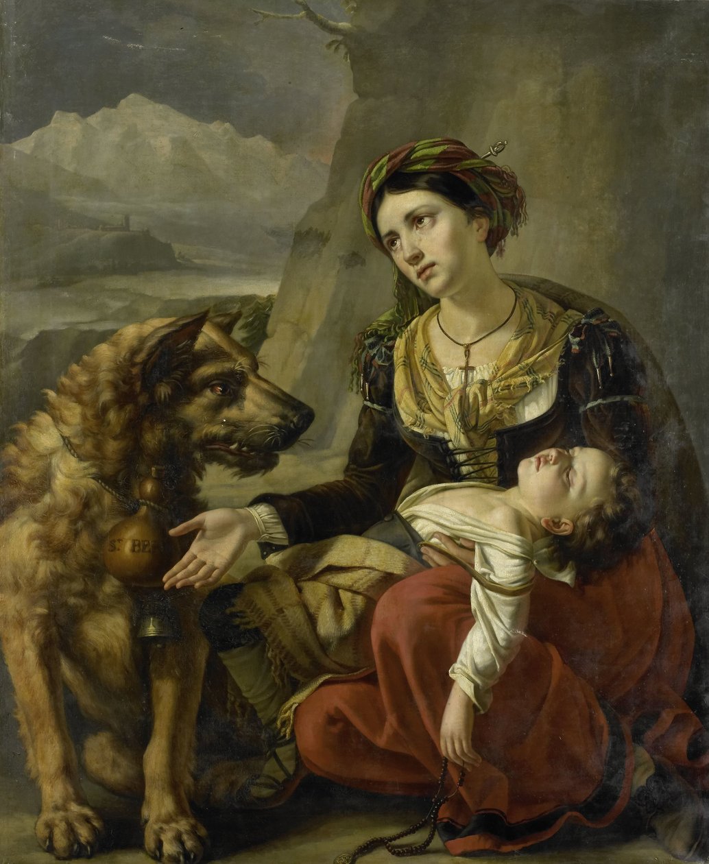 Bir Saint Bernard Köpeği, Hasta Bir Çocuğu olan Kayıp Bir Kadının Yardımına Geliyor by Charles Picqué
