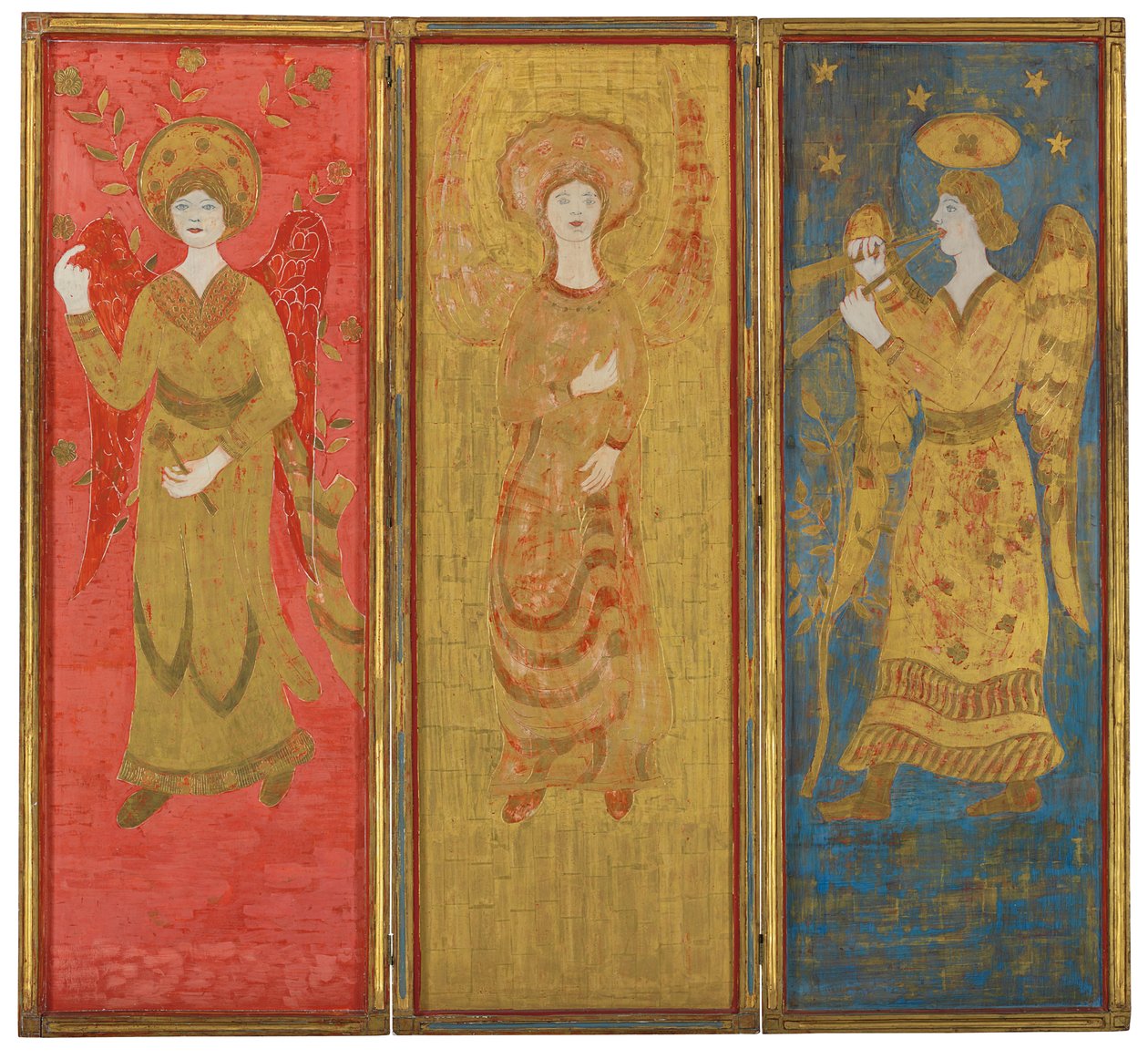 Üç Panelli Ekran (ters), c.1916-17 (gessoed ahşap üzerine yağ ve altın varak) by Charles Prendergast