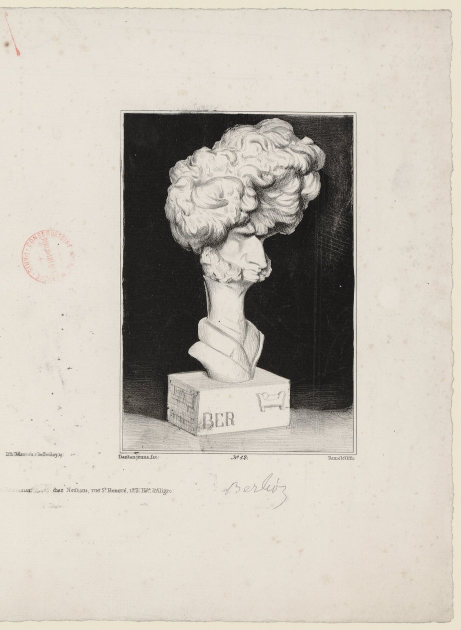 Hector Berlioz, Charles Ramelet (1805-1851) Jean-Pierre Dantan (1800-1869) tarafından yapılan bir büstün ardından by Charles Ramelet
