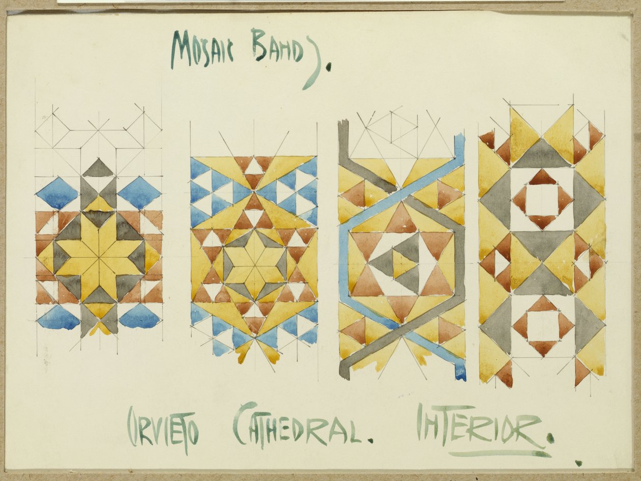 Mozaik bantları üzerine bir çalışma sayfası, Orvieto Katedrali, 1891 by Charles Rennie Mackintosh