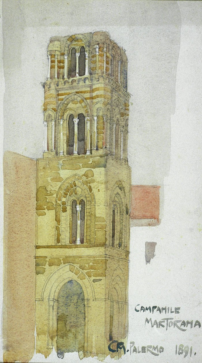 Campanile Martorana, Palermo, 1891 (kalem ve sulu boya) by Charles Rennie Mackintosh