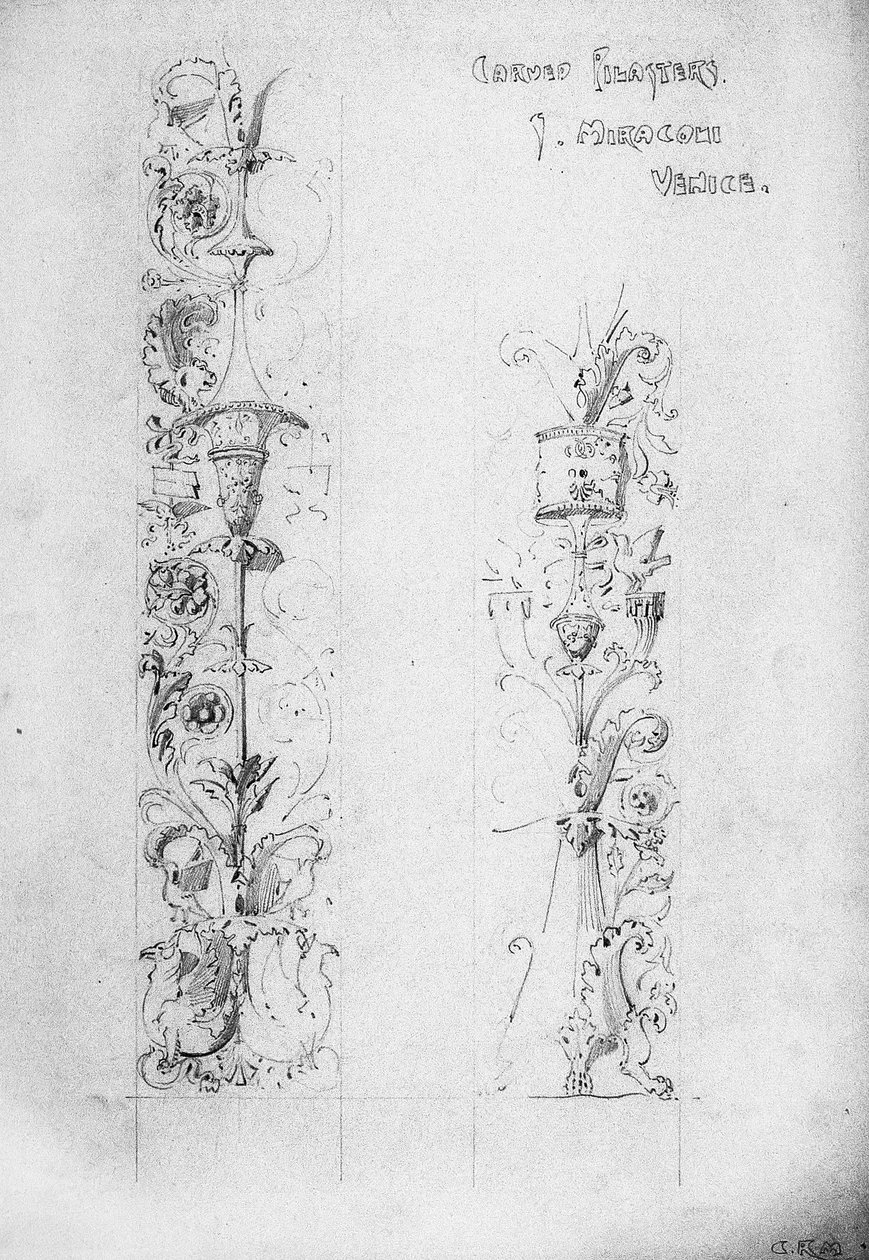 Oyma Pilastrlar, S. Miracoli, Venedik, 1891 by Charles Rennie Mackintosh