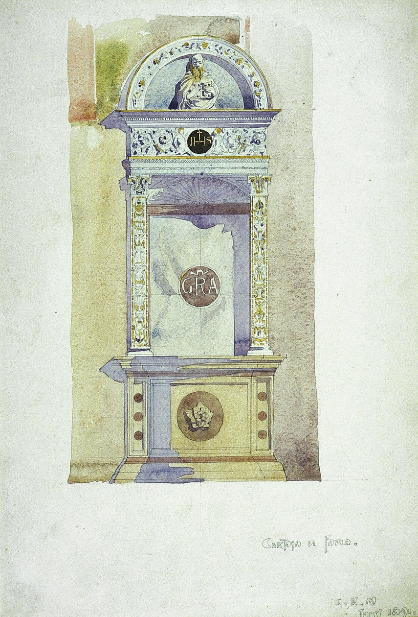 Certosa di Pavia, Memorial, 1891 (kağıt üzerine sulu boya) by Charles Rennie Mackintosh